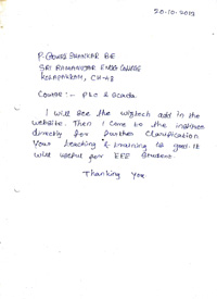 P.Gowrishankar s TESTIMONIAL Photocopy
