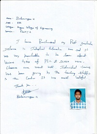 Venkata Nagendra Babu plc TESTIMONIAL Photocopy